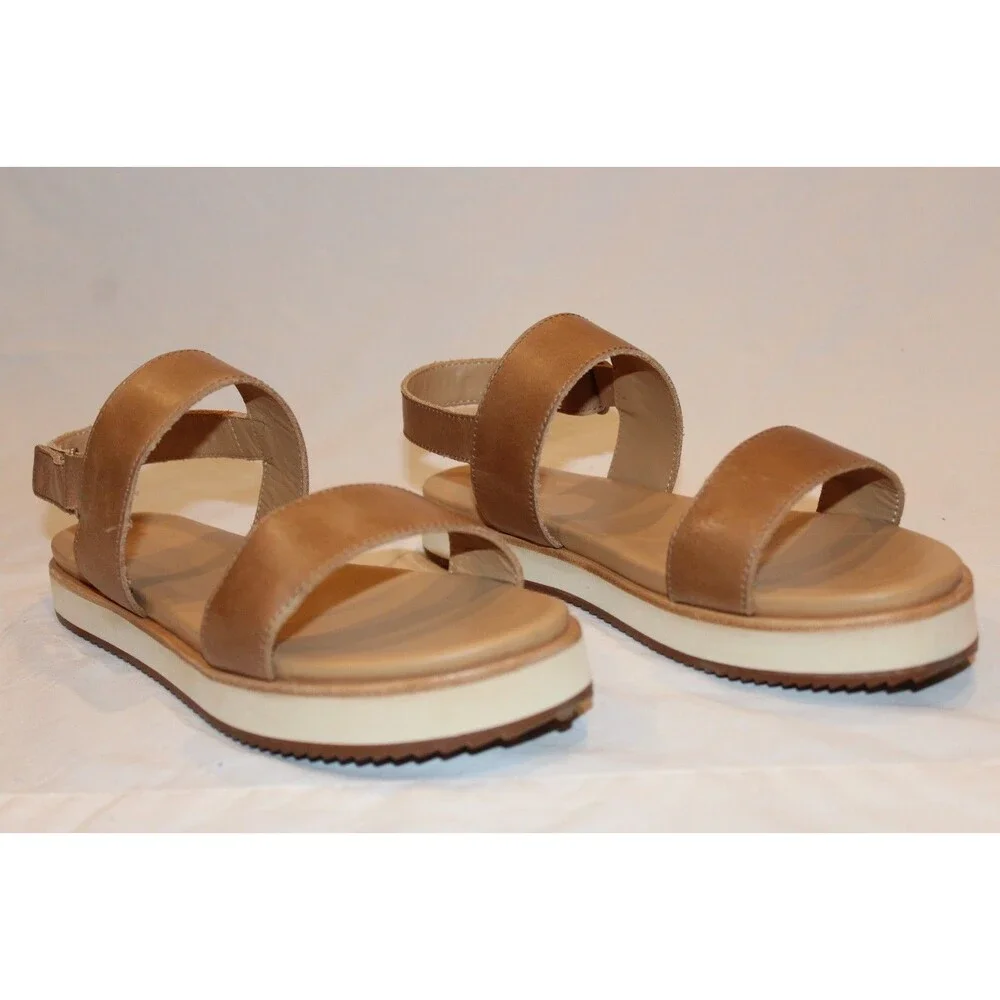 ANTHROPOLOGIE NISOLO GO-TO‎ FLATFORM PLATFORM LEATHER SANDALS SHOES ALMOND